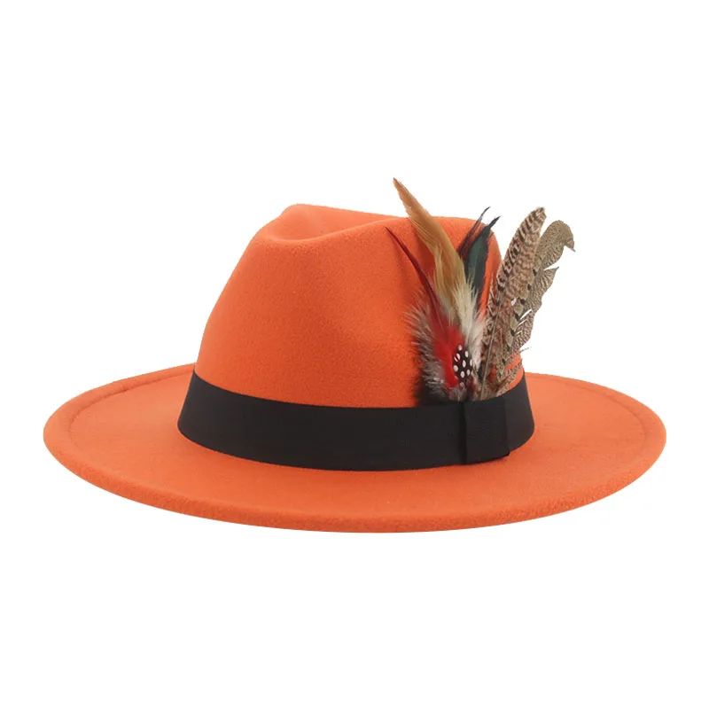 Hat Fedoras Winter Women Hats Men Felt Hat Feather Luxury Fashion Casual Wedding Decorate Men Women Fedora Chapeau Femme Bonnet