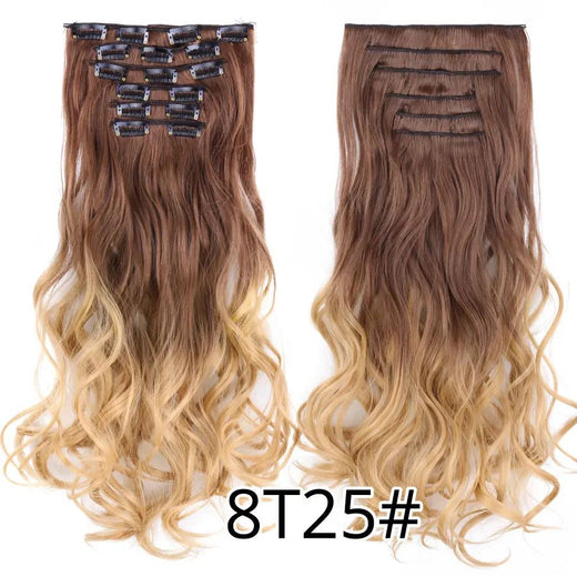 22 Inches Synthetic Long Straight Hairstyle 16 Clips 6Pcs/Set Hair Extensions Blonde Black Hairpieces Heat Resistant For Women