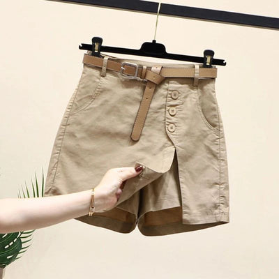 2026 Chic Shorts Women Korean Solid Buttons Side Slit A-line Streetwear Fashion Skirts Chic Harajuku Summer Loose Pants