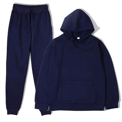 2025 Men's Autumn and Winter New Solid Color Hoodie+pants Two-piece Set Fashionable Casual Sports Set Size S-3XL Men's Tracksuit