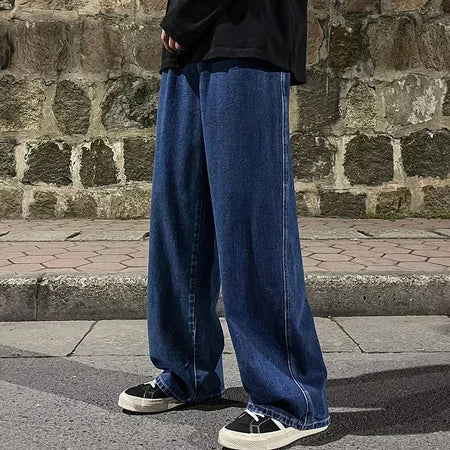 2025 autumn and winter Korean Style Straight Leg Jeans Men's Fashion Versatile Loose Thin Pants Men's Washed Retro ?