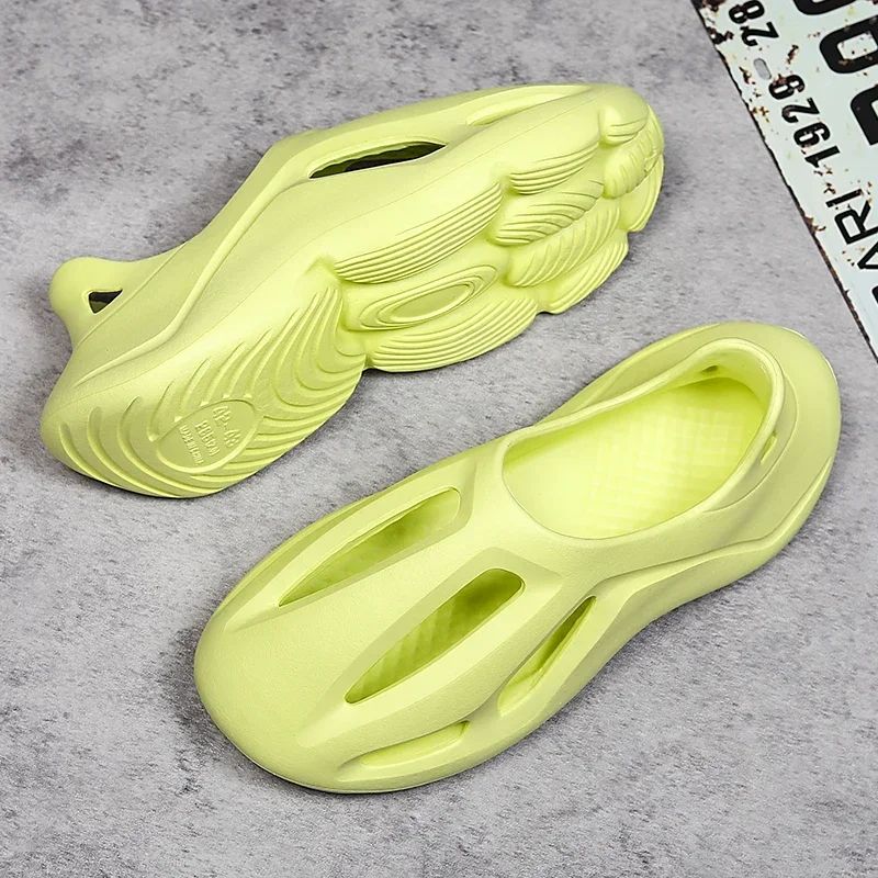 Men's Slippers Summer Soft EVA Beach Hole Shoes Outdoor Women's Slide Non-slip Personalized Hollow Shoes 36-47