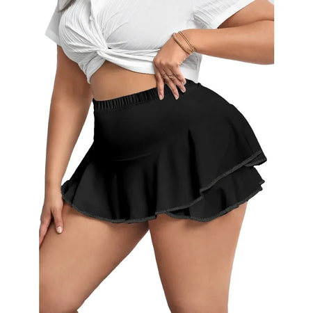 Plus Size 1XL-5XL Women's Casual Skirts Pleated Home Skirts Ladies Fashion Sexy Short Leggings Solid Color Skirts