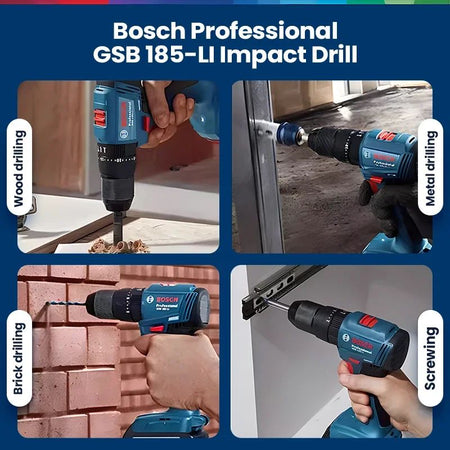 Bosch GSB 185 Li battery-powered impact drill, 3-in-1, multifunctional, 50 Nm electric screw, brushless hammer drill, pro-electr