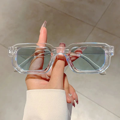 New Men Vintage Rectangle Frame Sunglasses Fashion Retro Sun Glasses Luxury Brand Design Glasses UV400 Eyewear Women Goggles