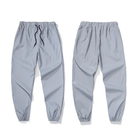 Night Reflective Casual Pants Men's Elastic Waist Fashion Skateboard Trousers Streetwear Hip Hop Harajuku Jogger Sweatpants Male