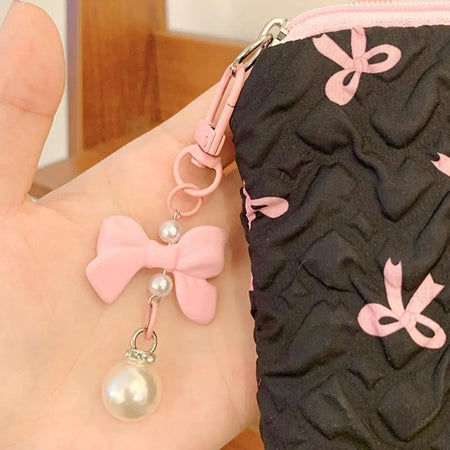 1PC Color Bow Canvas Large Capacity Lipstick Air Cushion Storage Bags Women's Makeup Bag Commuter Handbag Travel Toiletry Bags