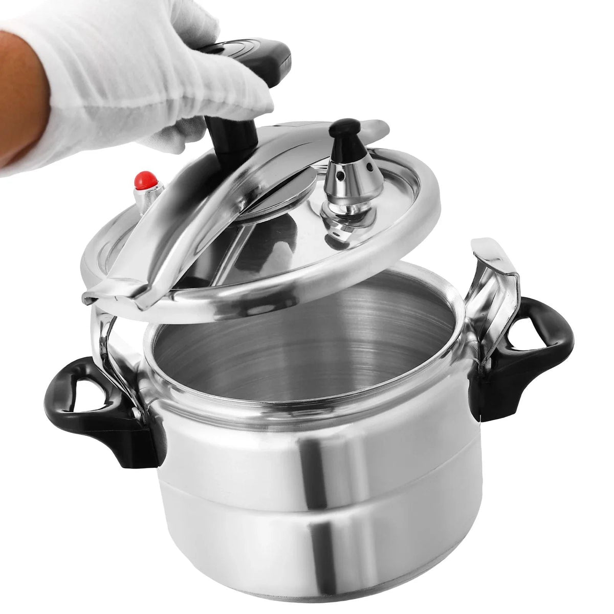 Aluminum Pressure Cooker Induction Compatible Cookware with Spring Valve Safeguard Devices 3L/3.17Qt Capacity For Electric, Gas