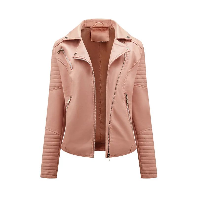 Black Women Faux Leather Jacket Spring Autumn Zipper Casual Pu Coat Female Biker Outerwear Ladies Clothes S-XXXL
