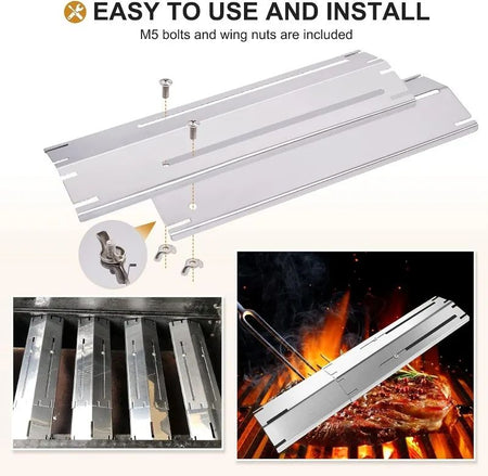 Universal Heat Plates Tent Shield Grill Parts Stainless Steel Adjustable Burner Cover Flame Tamer for Nexgrill Parts Charbroil