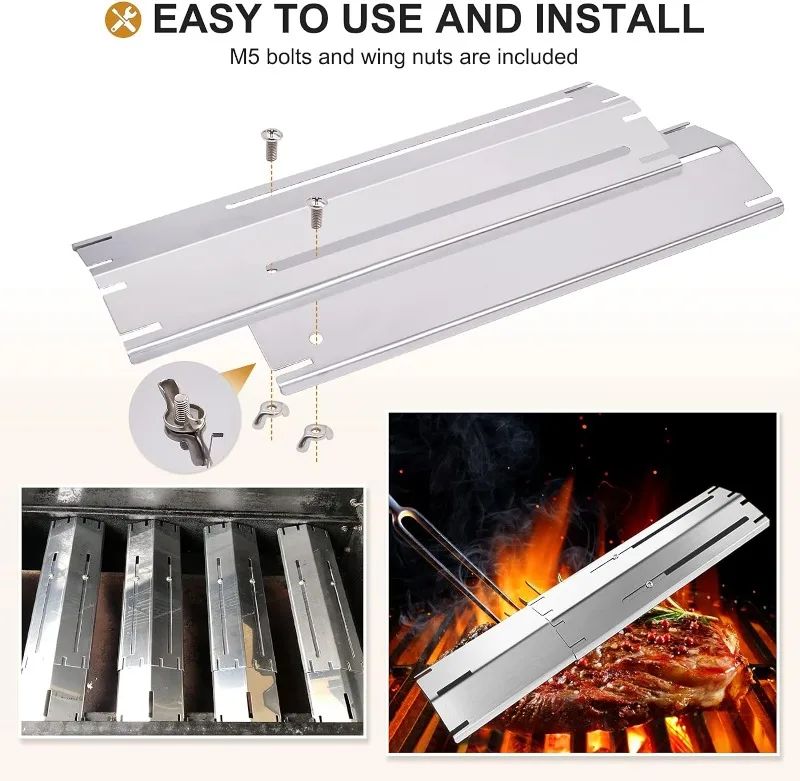Universal Heat Plates Tent Shield Grill Parts Stainless Steel Adjustable Burner Cover Flame Tamer for Nexgrill Parts Charbroil