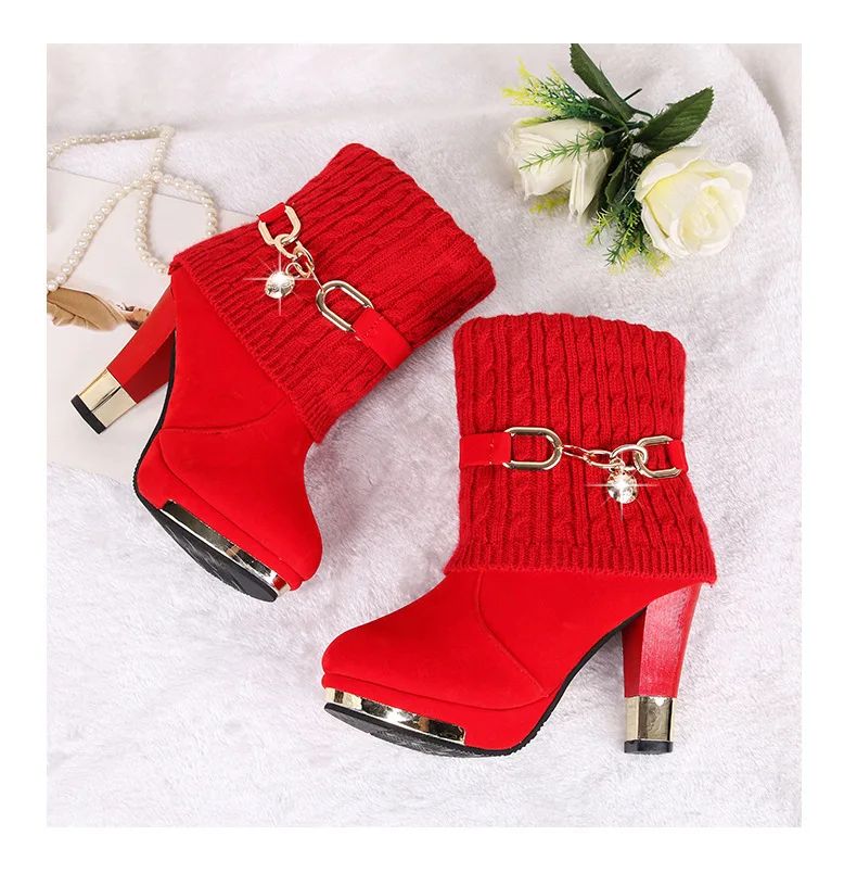 Super High Heels Platform Shoes Women High Heels Women Pumps Shoes Pointed Toe Suede Ankle Boots for Women Thick Heels Boots NEW