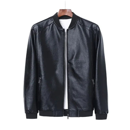 2025 Autumn New Men Black Biker PU Leather Coat Korean Fashion Men Pu Leather Jacket Trend Casual Fit Slim Baseball Clothes 8Xl