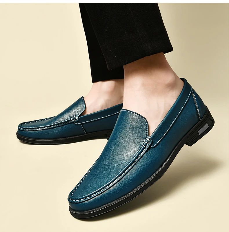 Genuine Leather Slip on Loafers Men Formal Dress Shoes Office Driving Wedding Party Mocasines Hombre Big Size Casual Shoes