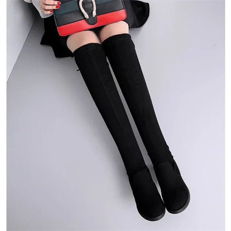 Women Heigh Tened Suede Long Boot Autumn New Woman Bottomed High Boot Elastic Fashion Boots Female Knight Shoes