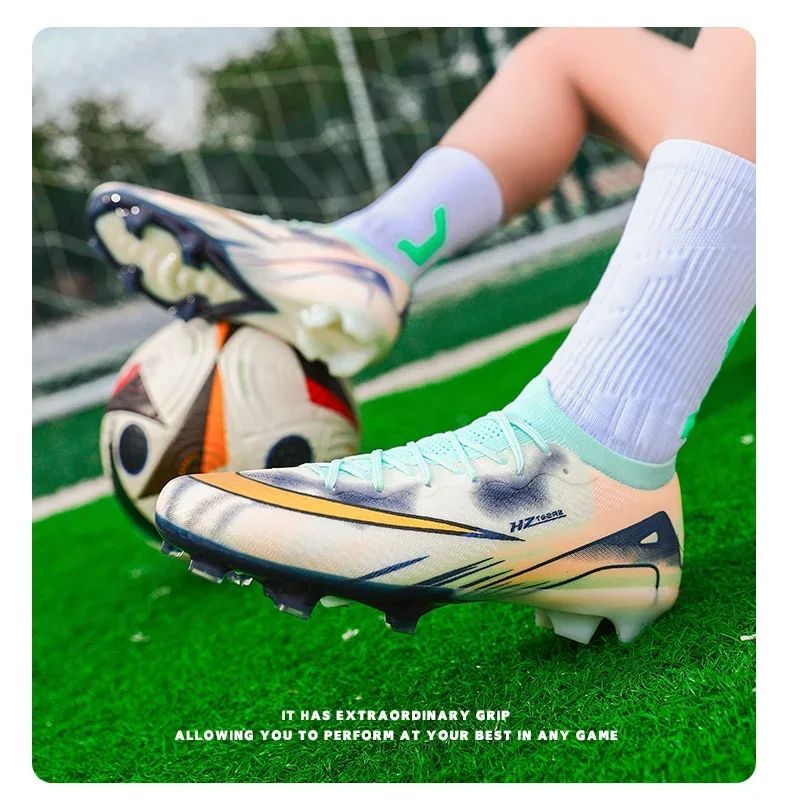 New Men Football Boots Match Ultralight Grass Cleats Soccer Shoes Sneakers Indoor Breathable Long Spikes Training Drop Shipping