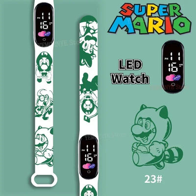 Mario Bros Children's Watches Action Figures Luigi Princess Peach Yoshi Bowser kids Sport Wristband Waterproof Digital Watch Toy