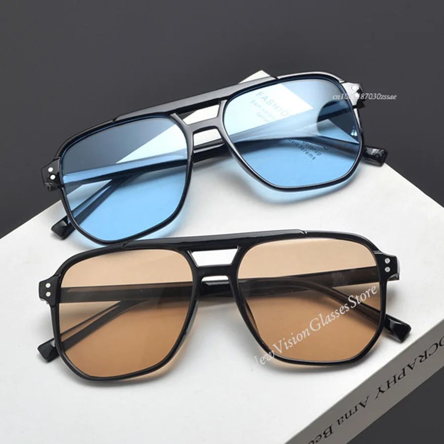 Vintage Men Women Big Sunglasses Men Square Shades Brand Designer Unisex Sun Glasses Black Lense Male Female Sunglasses UV400