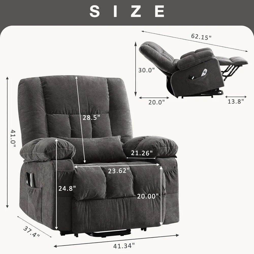 Power Lift Recliner Chair Recliners for Elderly with Heat and Massage Recliner Chair for Living Room with Infinite Position