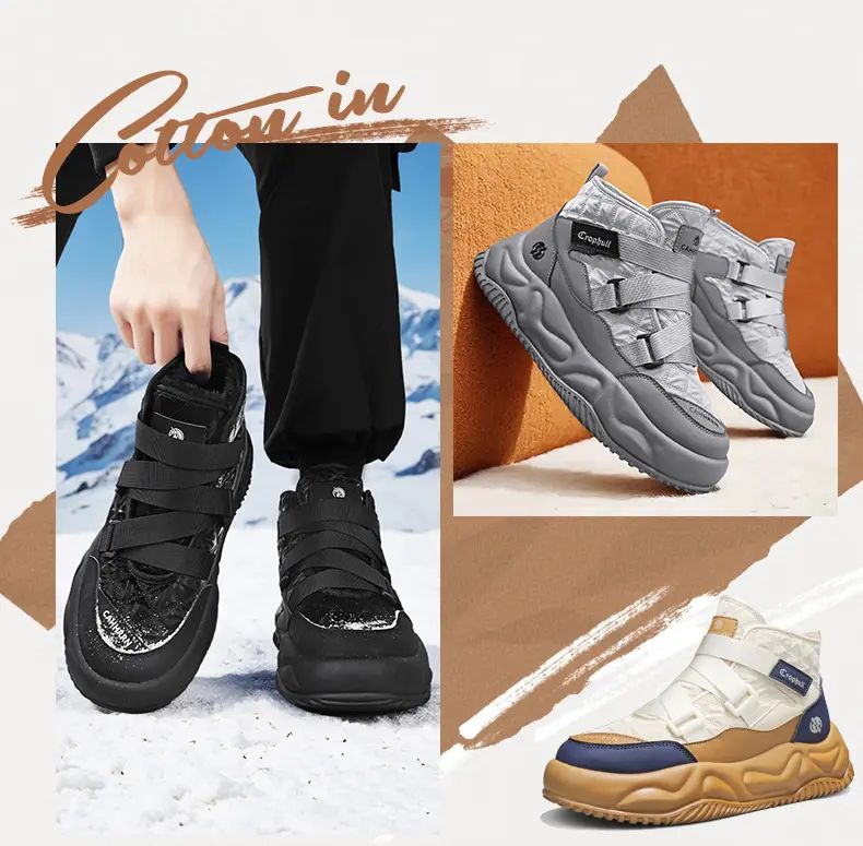 Warm Snow Boots 2025 Men's Fashion Plush Warm Comfortable Anti Slip Thick Sole Cotton Shoes Outdoor Vacation Casual Shoes