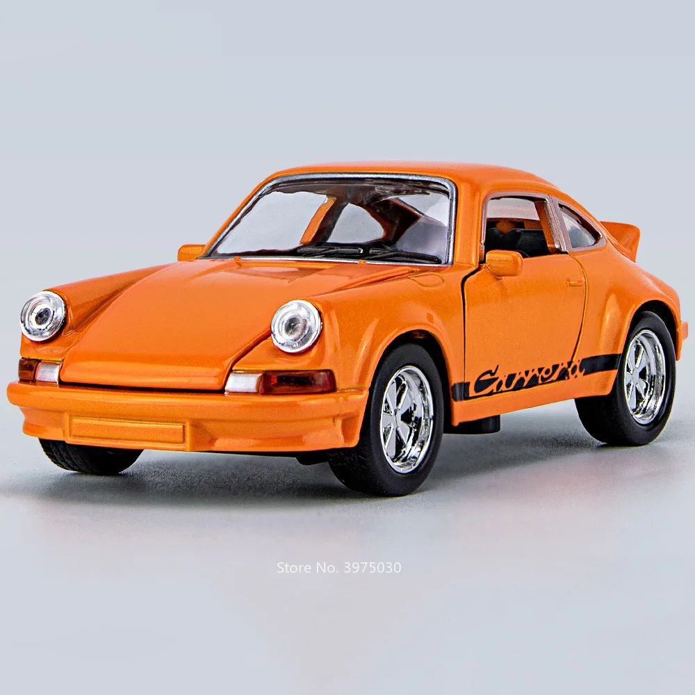 1:36 Porsche 911 Carrera 1974 Toy Models Alloy Diecast Cars 4 Doors Opened Light Sound Miniature Vehicles Boys Educational Toys