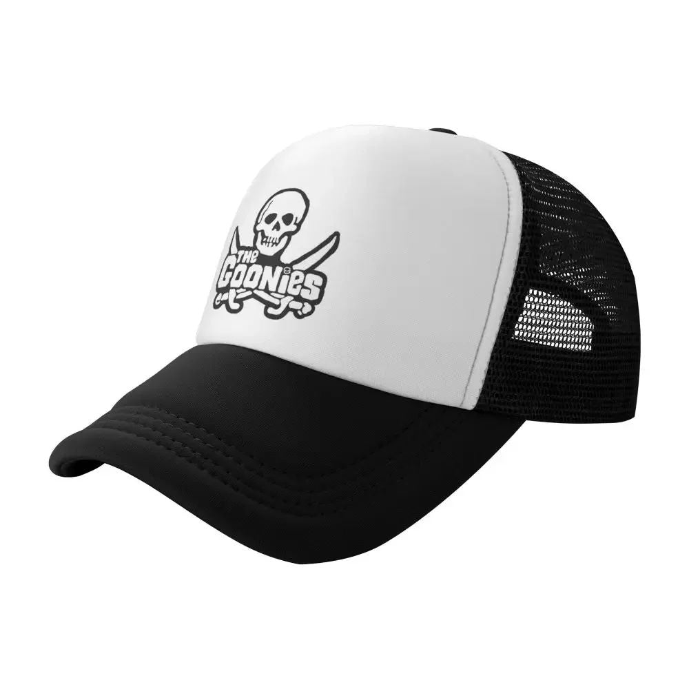 The Goonies Mesh Baseball Caps Fashion Sun Caps Skull and Cross Bones Hat Breathable Snapback Sun Hats Wholesale New Trucker Cap