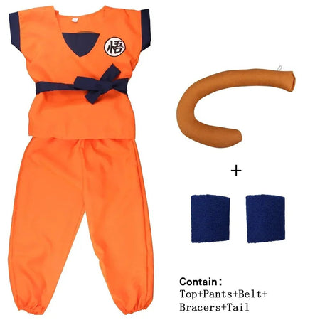 Halloween Adult Kids Son Goku Cosplay Costumes Suits Krillin Outfits Anime Party Child Costumes Tail Wrister Super Saiyan Wig