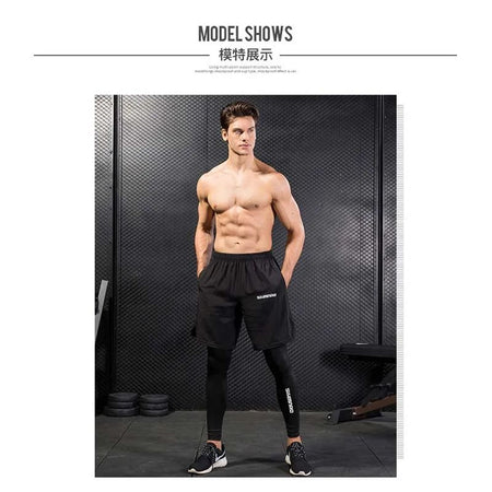 2025 Men's Outdoor Casual Quick Drying Fishing Pants, Cycling, Hiking, and Tight Elastic Two-piece Fitness Running Pants