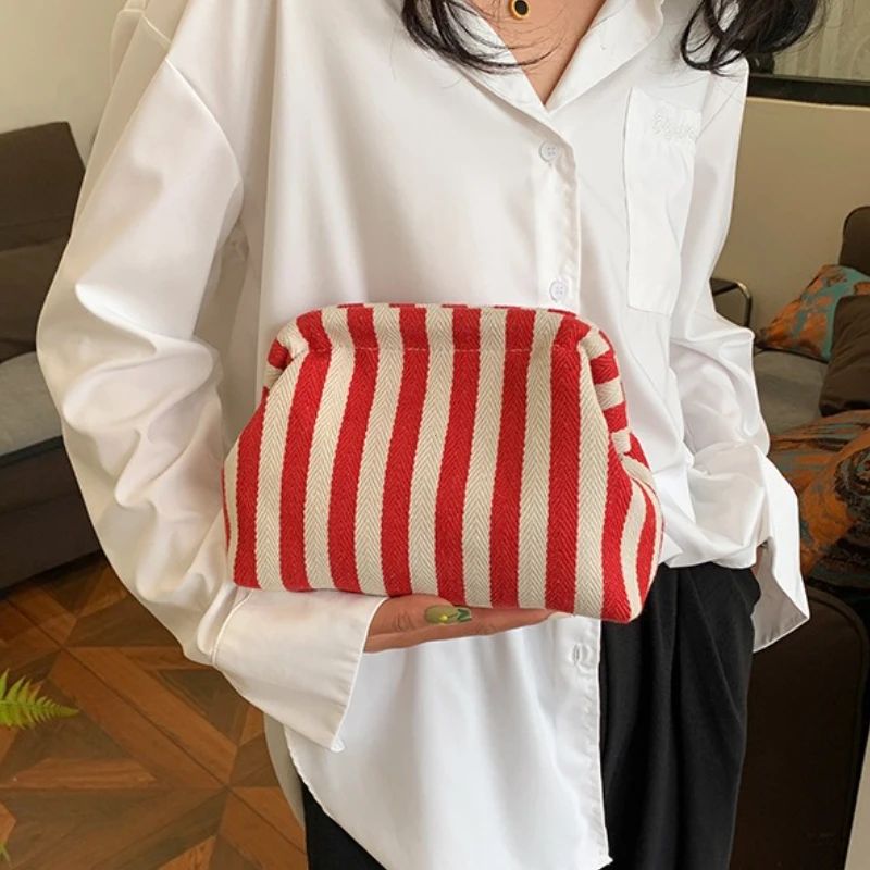 Casual Colorblock Bag Ladies Ruched Cloud Purse Summer Woven Crochet Purses for Women Beach Clutch Handbags 2025 Dumpling Hobo