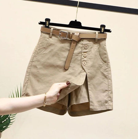 2026 Chic Shorts Women Korean Solid Buttons Side Slit A-line Streetwear Fashion Skirts Chic Harajuku Summer Loose Pants