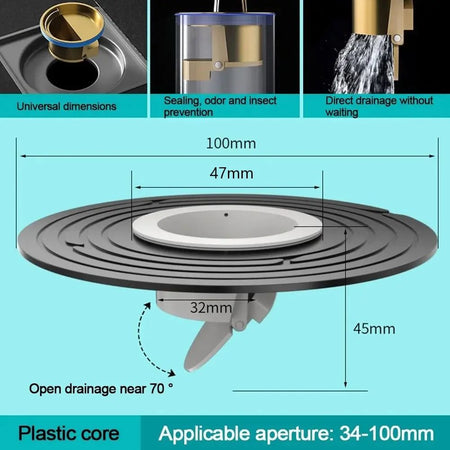 Brass Floor Drain Core Fast Drainage Insect Proof Drain Sink Shower Plug Backflow Preventer Valve Bathroom Accessories