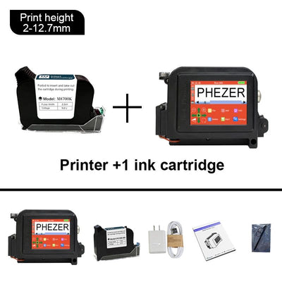 Phezer 30 Languages 12.7/25.4mm PC11Plus Mini Printer Portable Printer QR Bar Code Date Logo Expiry Date Handheld Inkjet Printer