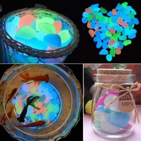 500pcs Luminous Stones Glow In The Dark Pebbles Glowing Stones Outdoor Walkways Home Garden Yard Decor Fish Tank Pebble Rocks