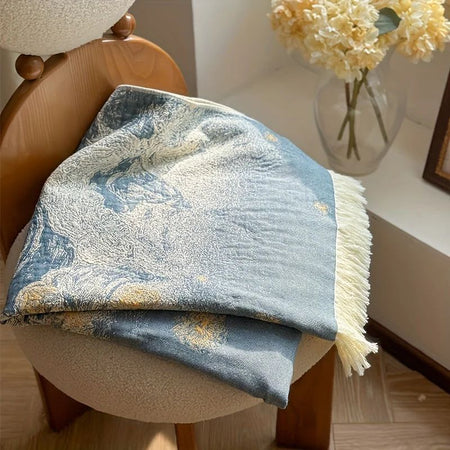 150x73cm Pure Cotton Fantasy Garden Tassel Towel-Soft Skin-Friendly Bath Towel Ideal for Home Swimming Pool Beach Shower Supplie