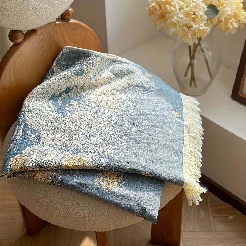 150x73cm Pure Cotton Fantasy Garden Tassel Towel-Soft Skin-Friendly Bath Towel Ideal for Home Swimming Pool Beach Shower Supplie