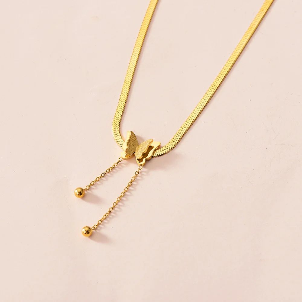 Vintage Butterfly Necklace Women Golden Stainless Steel Blade Snake Chains Aesthetic Charms Choker Women jewelry Gift To Mujer