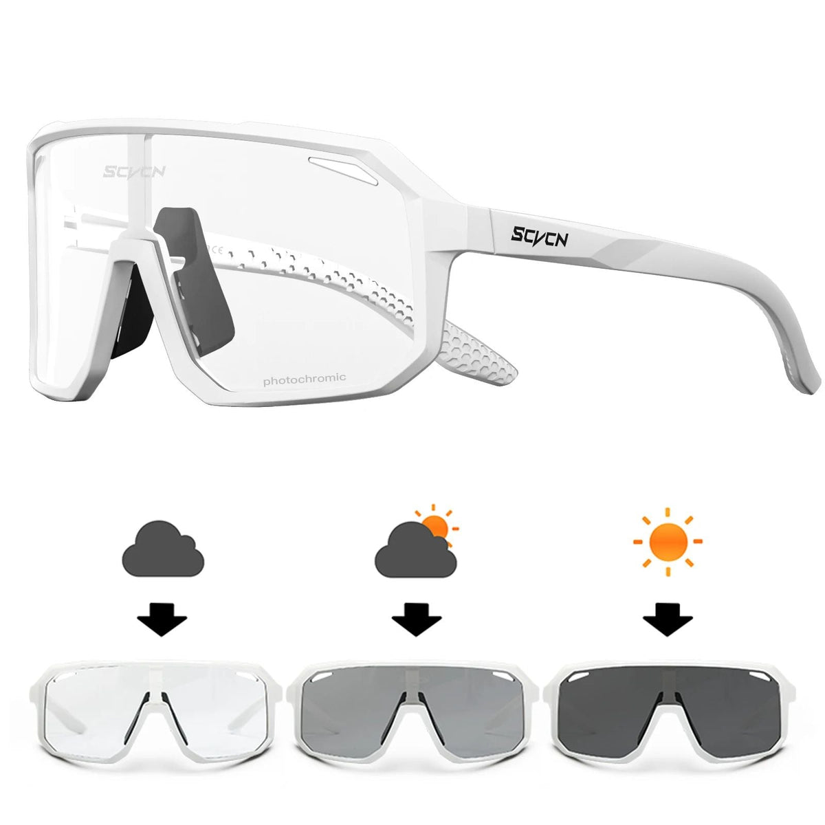 SCVCN Men Bike Photochromic Glasses Cycling Sunglasses for Women Sports Running MTB Biking Eyewear Road Mountain Bicycle Goggle