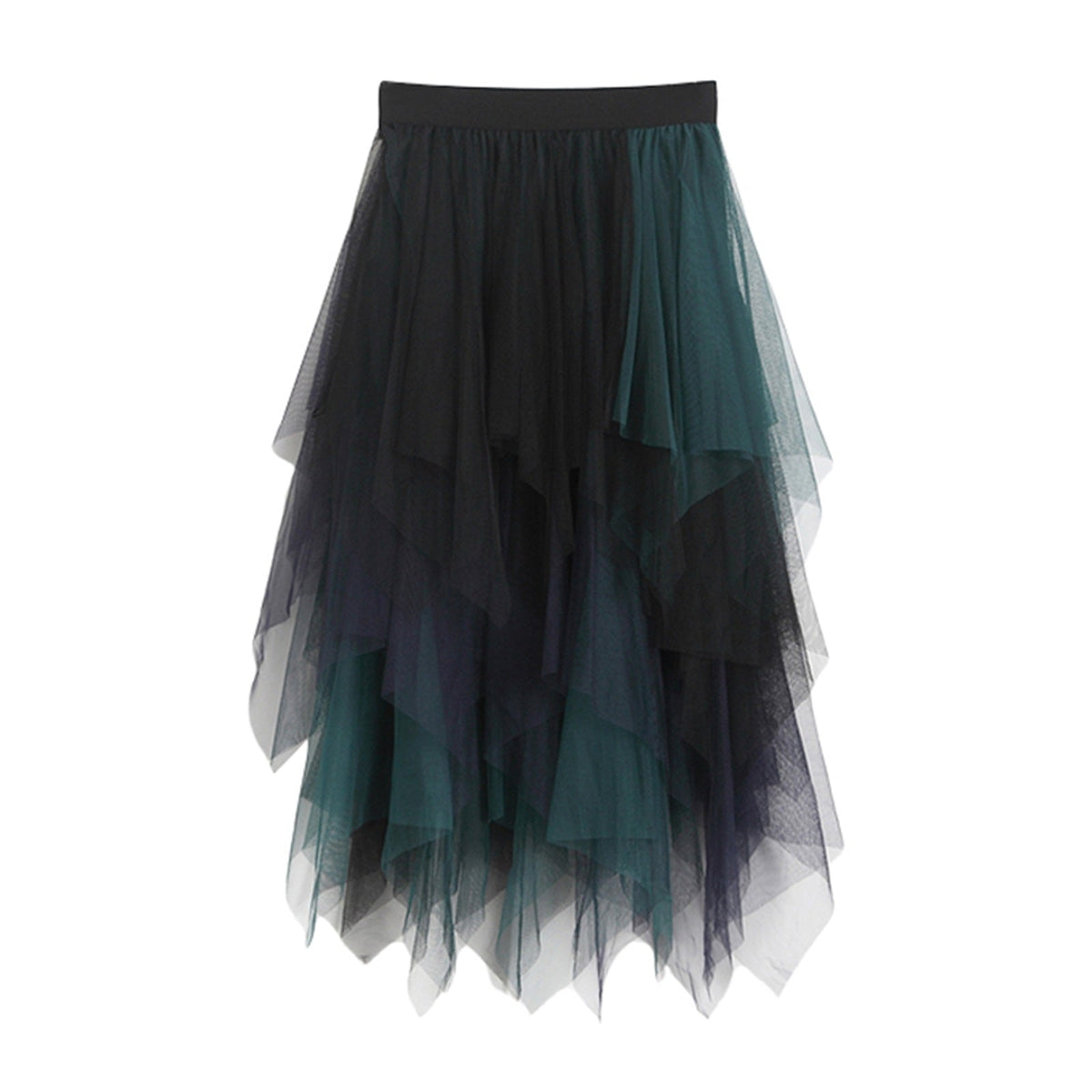 New Fairycore Lady ´s Fashionable Sexy Solid Color Mesh Skirt, Irregular Elastic Tulle Bubble Skirt, Daily Life and Vacation