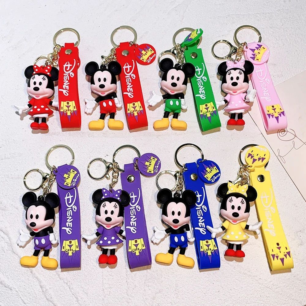 Disney Anime Mickey Keychain Cartoon Stitch Cute Minnie Keyring Student Bag Hanging All-match Car Key Chain Christmas Gifts