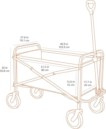 Collapsible Folding Heavy Duty Utility Wagon for Outdoor Sports, 265 pounds Weight Capacity, Camping, Garden, and Shopping=