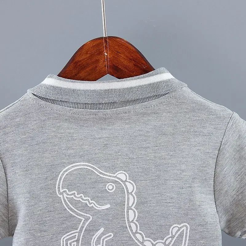 Summer Kids Outfits Baby Boys Clothes Set Dinosaur Printed Turn-down Collar T-Shirts Tops+ Shorts 2PCS/Suit Infant Clothing Sets