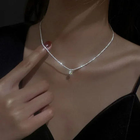 Europe and America Fashion Gold Color Stainless Steel Water Drop Tassel Pendant Necklace for Women Clavicle Chain Paty Jewelry