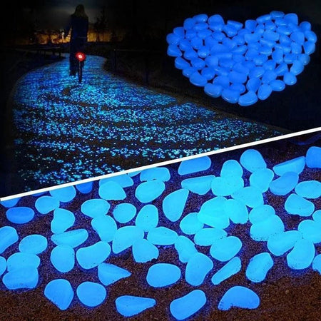 500pcs Luminous Stones Glow In The Dark Pebbles Glowing Stones Outdoor Walkways Home Garden Yard Decor Fish Tank Pebble Rocks