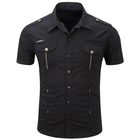 Euro Size White Short Sleeve Men's Uniform Shirt Safari Shirt Summer Casual 100% Cotton Cargo Outdoor Pocket Work Shirts for Men