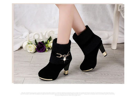 Super High Heels Platform Shoes Women High Heels Women Pumps Shoes Pointed Toe Suede Ankle Boots for Women Thick Heels Boots NEW