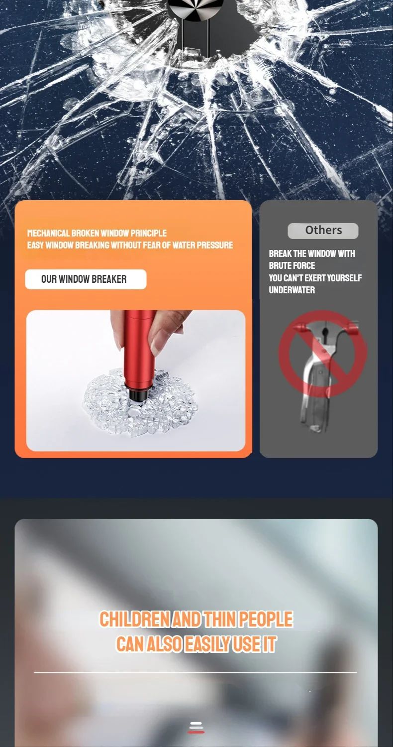 1/4 Pcs Car Safety Hammer 2 in 1 Emergency Glass Breaker Cut The Seat Belt Rescue Tool English Packing Car Accessories