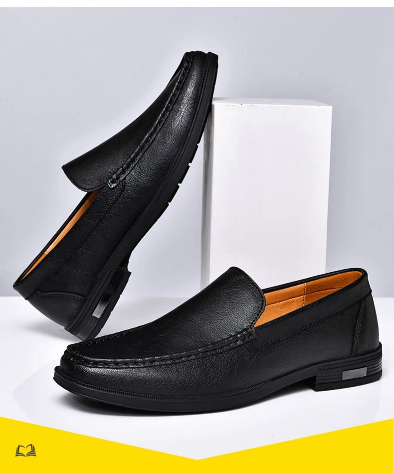 Genuine Leather Slip on Loafers Men Formal Dress Shoes Office Driving Wedding Party Mocasines Hombre Big Size Casual Shoes