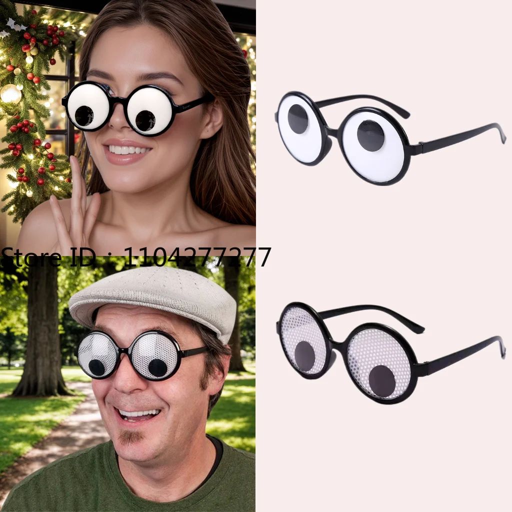 Funny Glasses Cosplay Eyeball Rolling Glasses Halloween Novelty Costumes Accessories For Carnival Fancy Dress Christmas Party