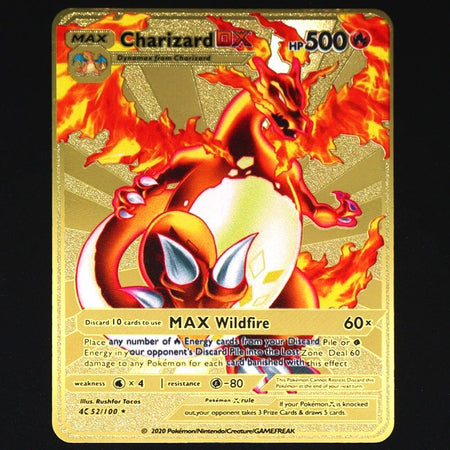 Pokemon 183200 Points High Hp  Gold Black English French Metal Cards Vmax Mega GX Game Collection Cards Charizard Pikachu Mewtwo