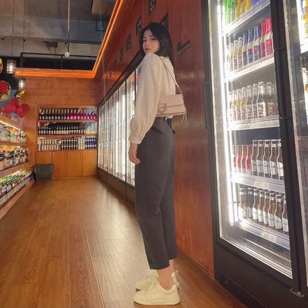 Elegant Summer Casual Pants Women Fashion Solid Color Sashes  Slim Straight Trousers Chic Business Mujer Retro Belt Korean Style